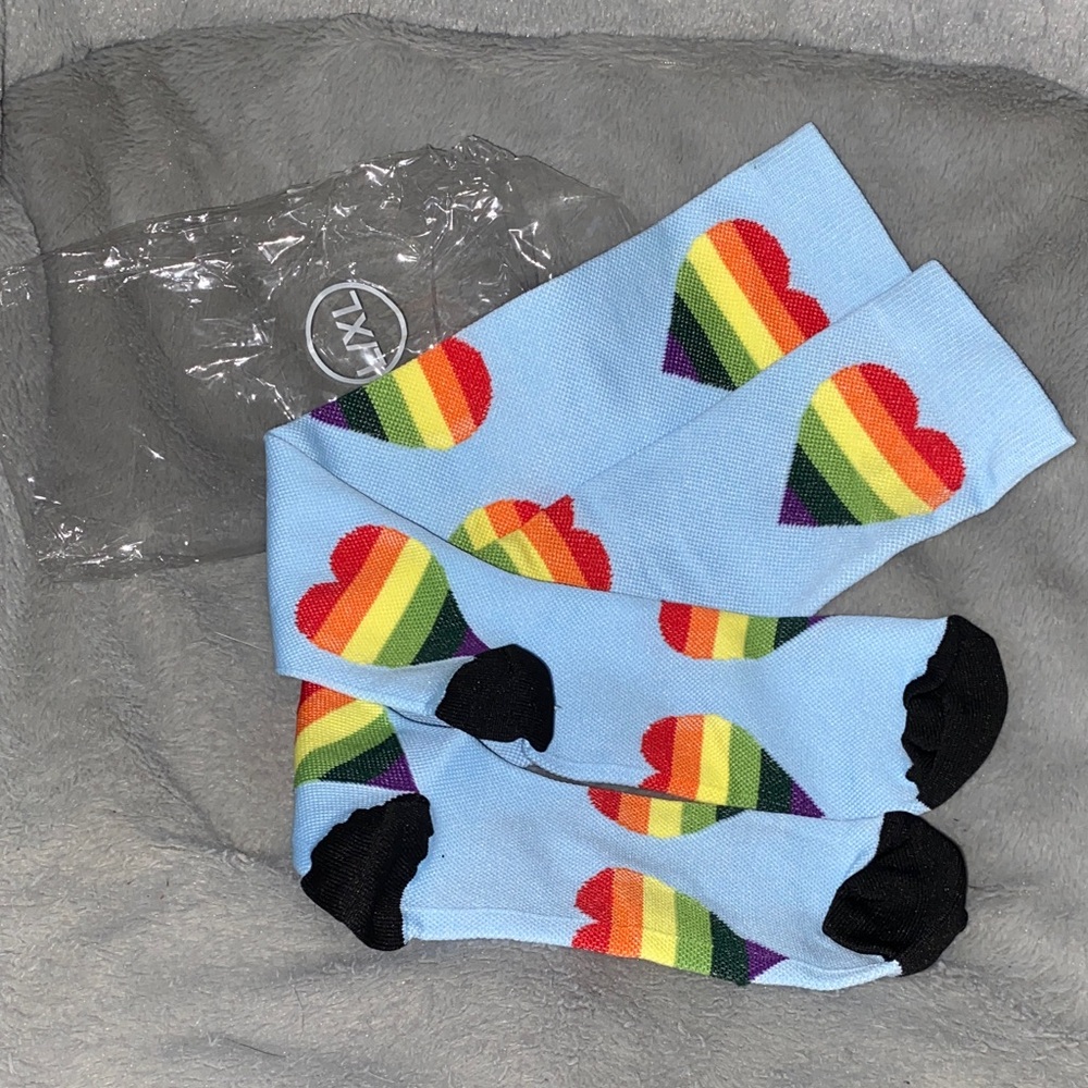 Rainbow Heart Patterned Casual Socks